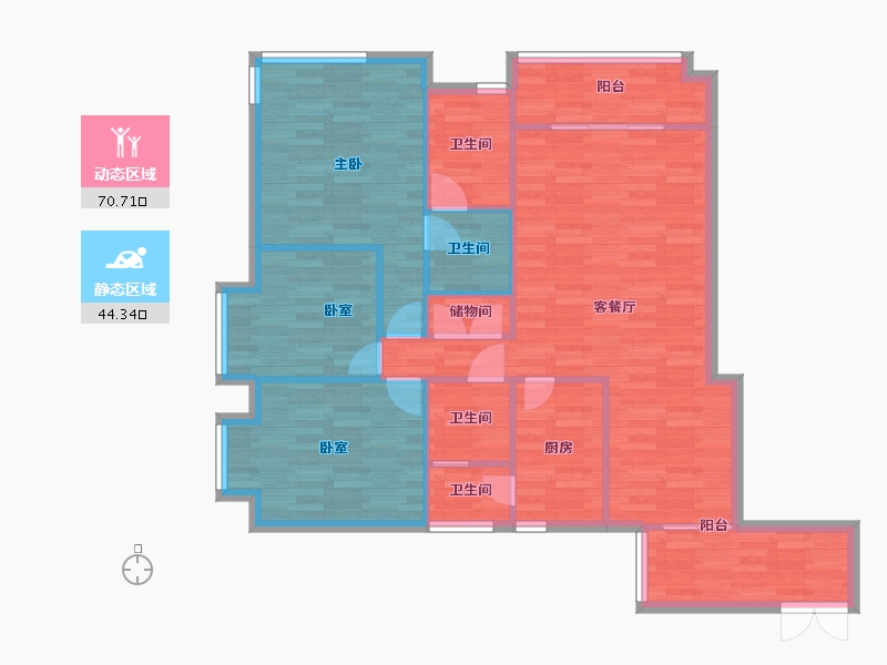 重庆-重庆市-皇冠国际3号楼建面127.2㎡-104.67-户型库-动静分区