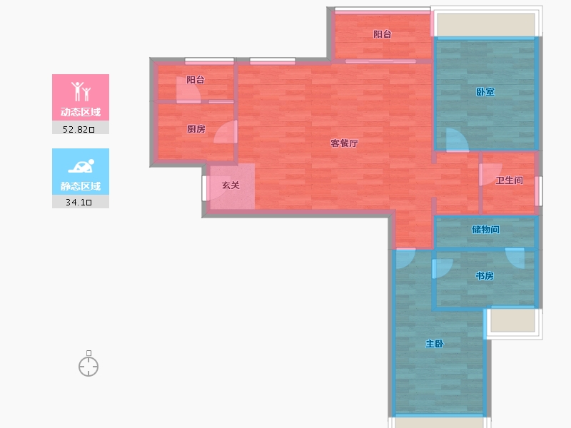 重庆-重庆市-康田澜山樾29号楼套内80m²-78.42-户型库-动静分区