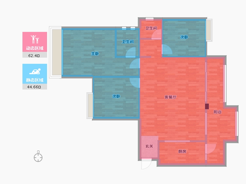 重庆-重庆市-康田澜山樾套内99m²-98.57-户型库-动静分区