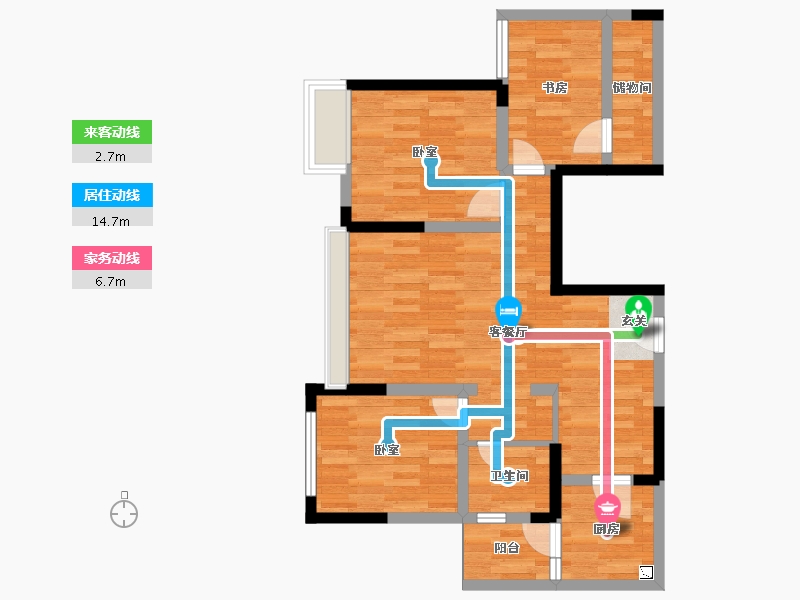 重庆-重庆市-康田澜山樾套内73m²-69.56-户型库-动静线