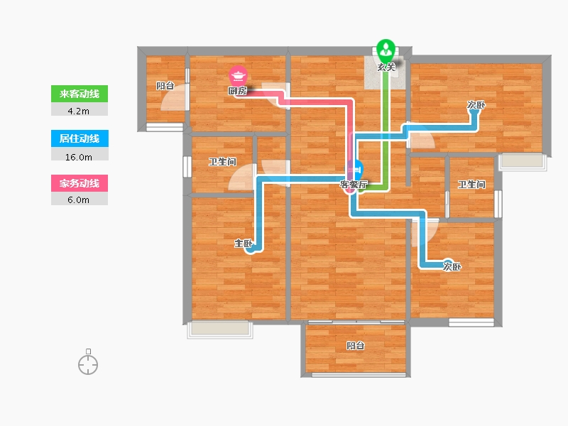 重庆-重庆市-金科联发東悦府二组团1号楼建面98㎡-75.19-户型库-动静线