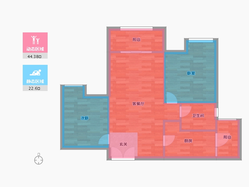 重庆-重庆市-保亿湖山鹿鸣31号楼,29号楼套内61m²-60.60-户型库-动静分区