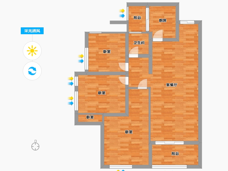 重庆-重庆市-保亿湖山鹿鸣31号楼,29号楼套内80m²-81.39-户型库-采光通风