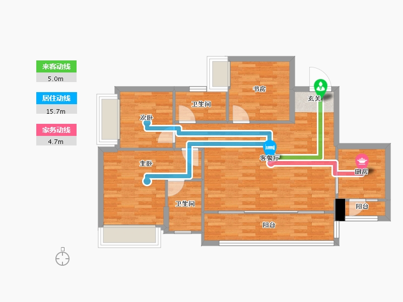 重庆-重庆市-新天泽首誉1号楼,2,15,16套内82m²-79.54-户型库-动静线