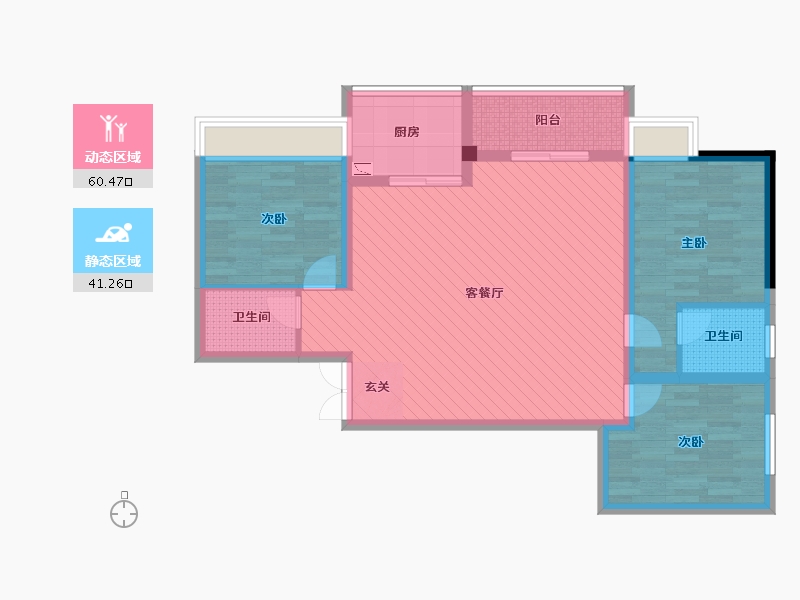 陕西省-西安市-飞升国际广场-89.89-户型库-动静分区