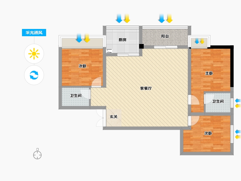 陕西省-西安市-飞升国际广场-89.89-户型库-采光通风