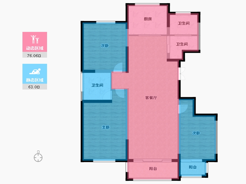 宁夏回族自治区-银川市-金地花园-125.78-户型库-动静分区