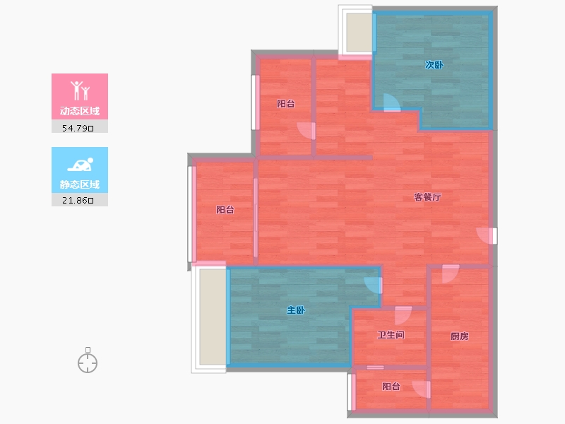 重庆-重庆市-金科集美嘉悦M01地块-高层40号楼,M01地块-高层39号楼86m²-68.99-户型库-动静分区