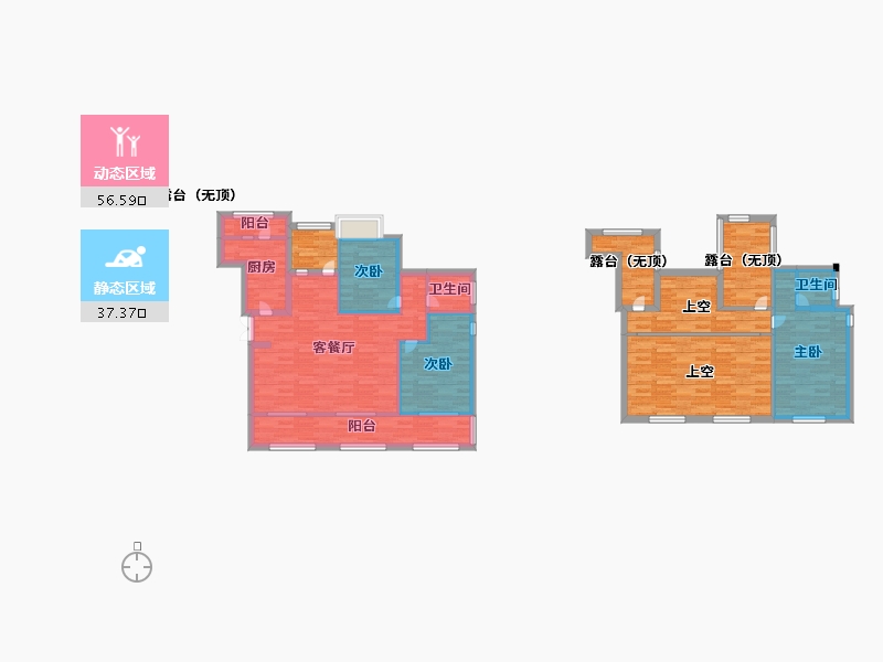 重庆-重庆市-光亮天润城4号地块1号楼,4号地块2号楼,4号地块3号楼149.47m²-127.00-户型库-动静分区