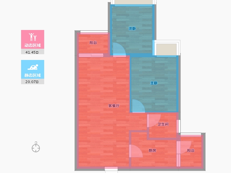 重庆-重庆市-凤城华府43号楼,44号楼69.74m²-55.00-户型库-动静分区