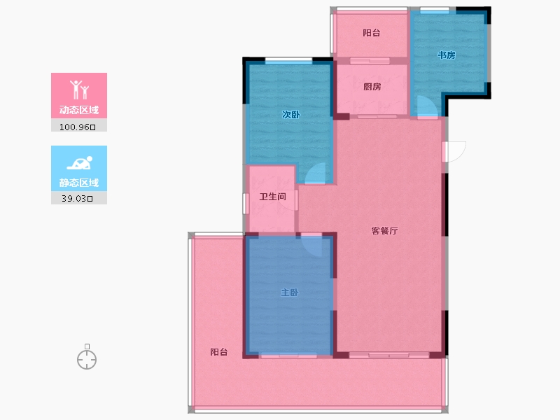 辽宁省-盘锦市-蓝色康桥M区-公园里-112.84-户型库-动静分区