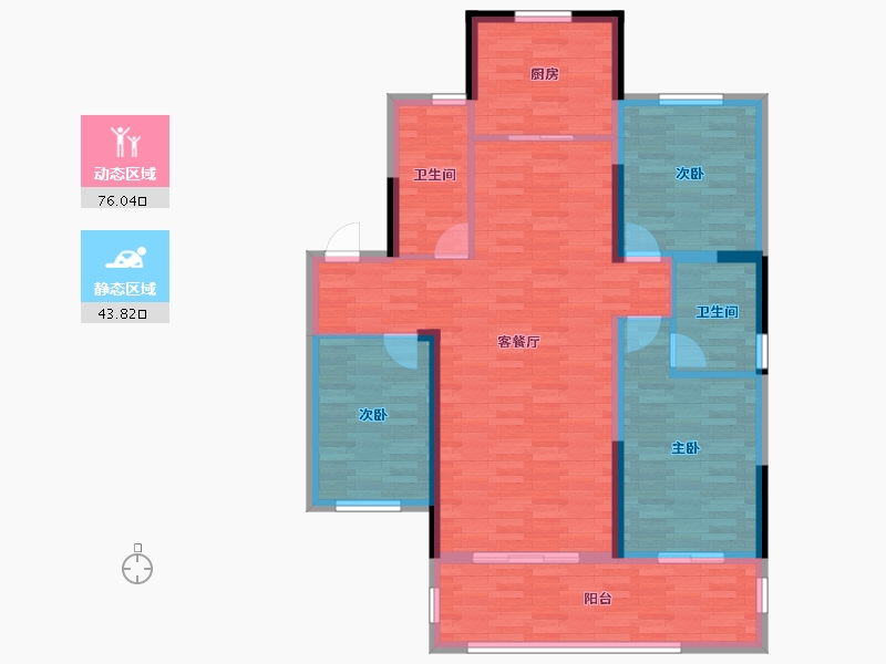 辽宁省-盘锦市-康桥M区-108.30-户型库-动静分区