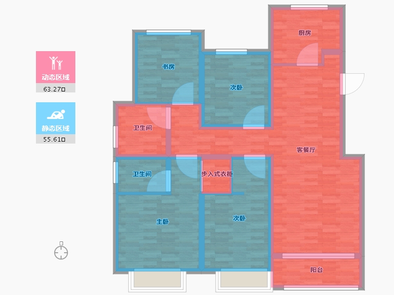 浙江省-金华市-新城晕云昱珺府-105.00-户型库-动静分区