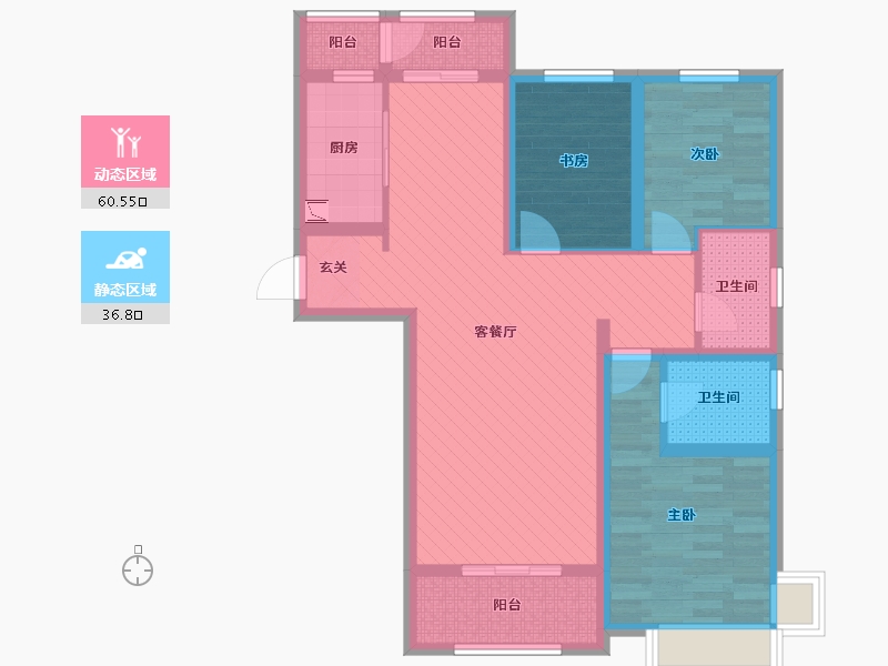 河北省-石家庄市-中冶德贤公馆-83.85-户型库-动静分区