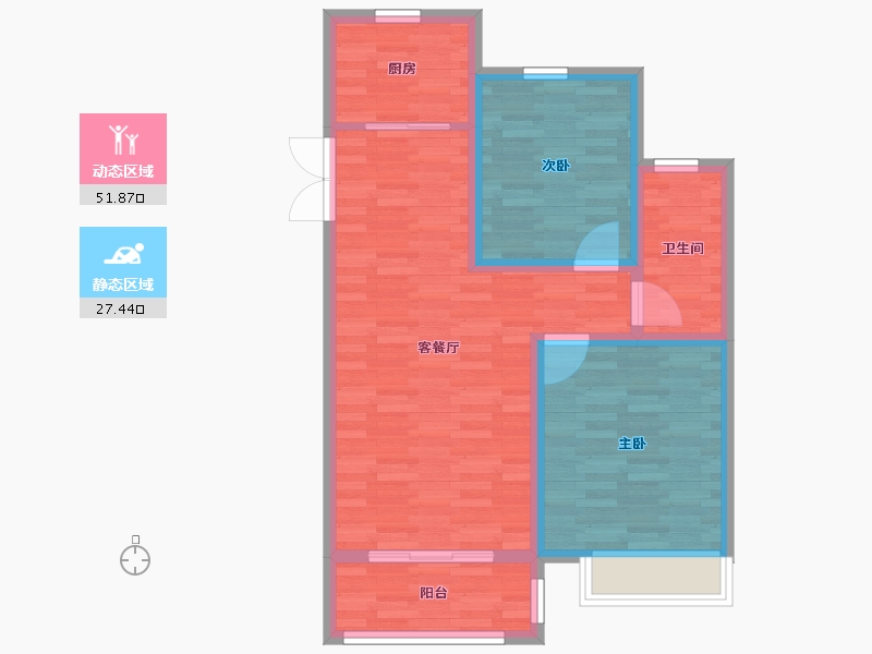 江苏省-淮安市-聚峰晴园-71.00-户型库-动静分区