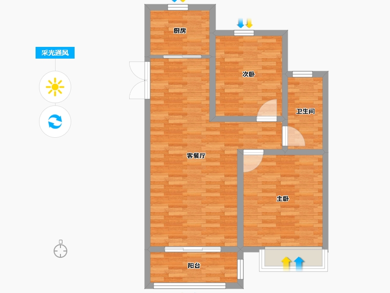 江苏省-淮安市-聚峰晴园-71.00-户型库-采光通风