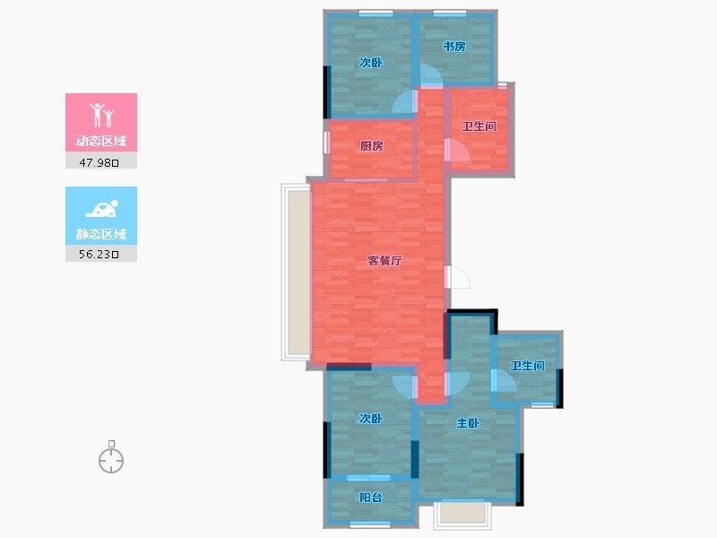 浙江省-湖州市-融创 西山宸院-91.88-户型库-动静分区