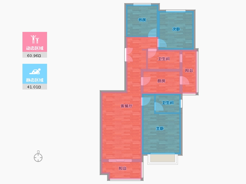 陕西省-西安市-世园大公馆-89.83-户型库-动静分区