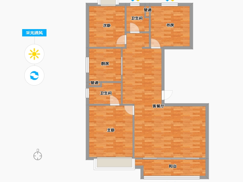 河南省-郑州市-康桥东麓园5号楼,6号楼,8号楼,9号楼,10号楼,11号楼136m²-108.80-户型库-采光通风