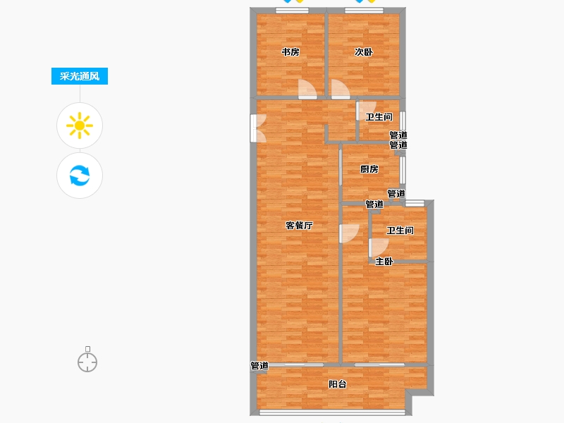 河南省-郑州市-美盛教育港湾一期2,3,4,1,11号楼118m²-94.40-户型库-采光通风