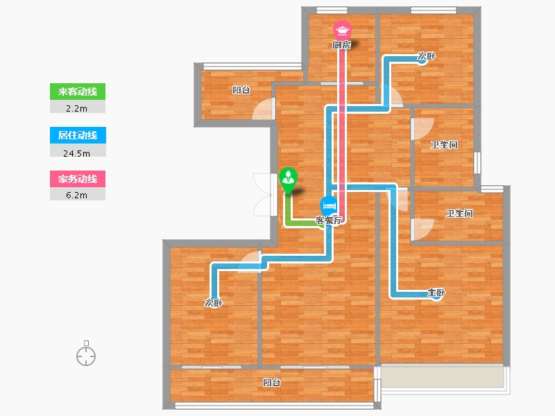 河南省-郑州市-美盛北龙台10号楼,2号楼,6号楼,7号楼143m²-114.40-户型库-动静线