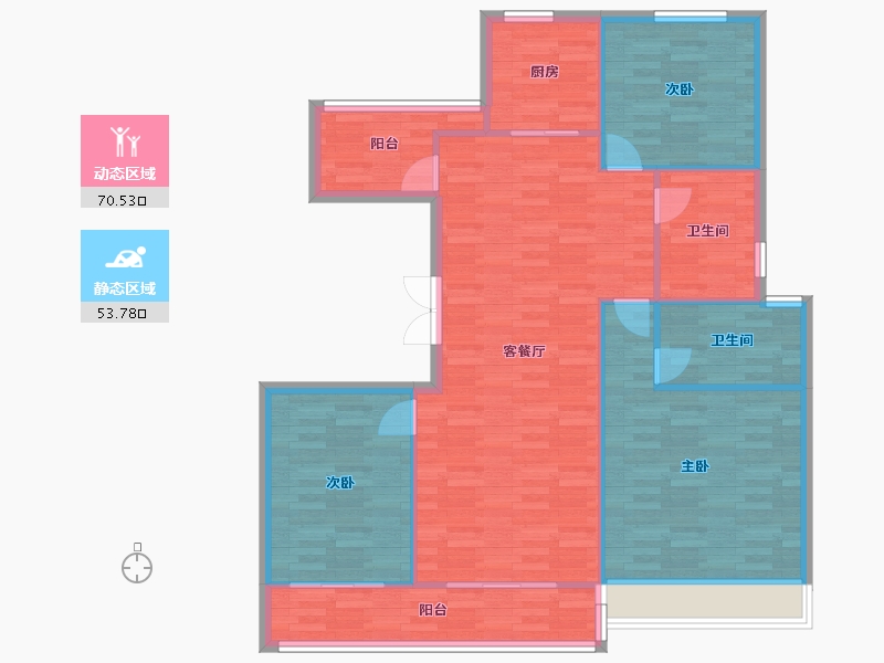 河南省-郑州市-美盛北龙台10号楼,2号楼,6号楼,7号楼143m²-114.40-户型库-动静分区