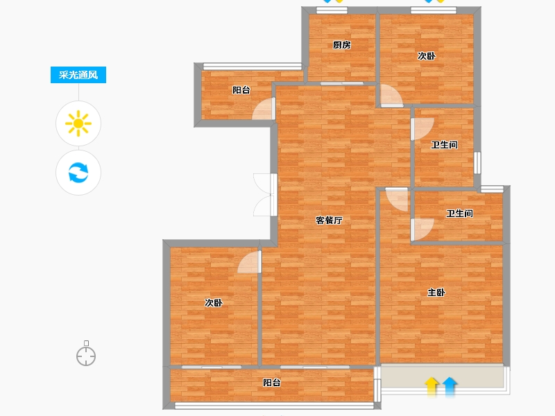 河南省-郑州市-美盛北龙台10号楼,2号楼,6号楼,7号楼143m²-114.40-户型库-采光通风