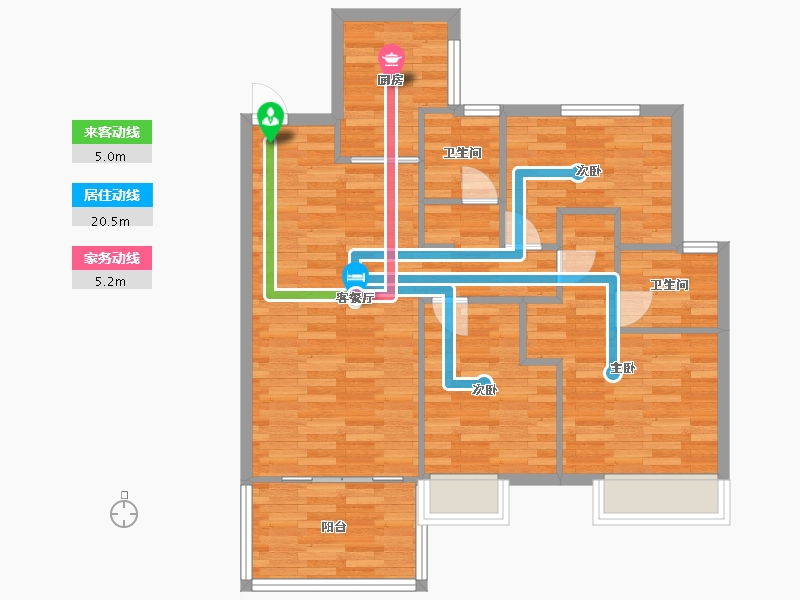 河南省-郑州市-美盛北龙台1号楼,12号楼102m²-81.60-户型库-动静线