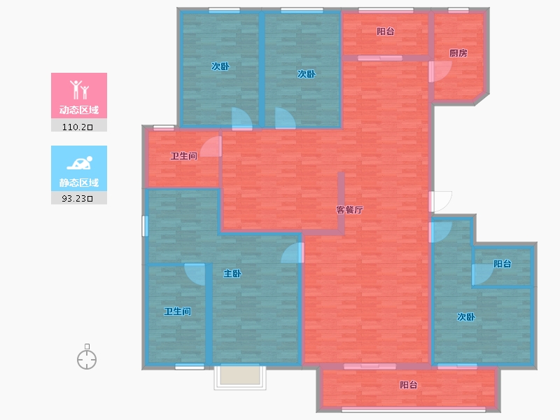 河南省-郑州市-清韵颐景苑231m²-184.80-户型库-动静分区