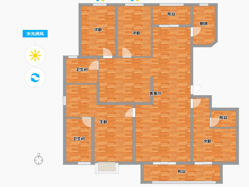 河南省-郑州市-清韵颐景苑231m²-184.80-户型库-采光通风