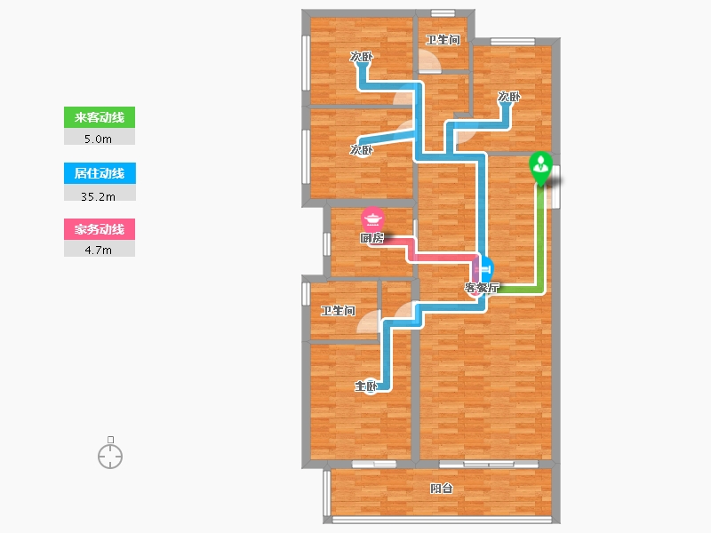 河南省-郑州市-美盛教育港湾一期4,1,11号楼138m²-110.40-户型库-动静线