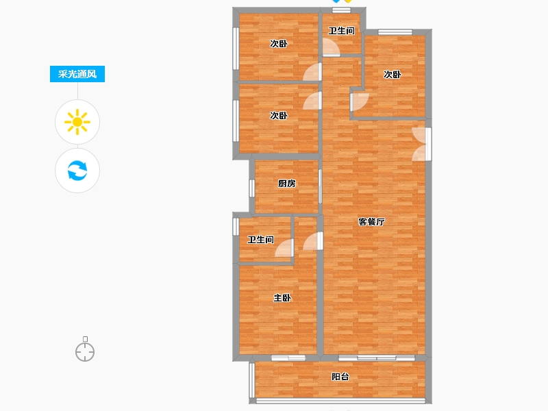 河南省-郑州市-美盛教育港湾一期4,1,11号楼138m²-110.40-户型库-采光通风