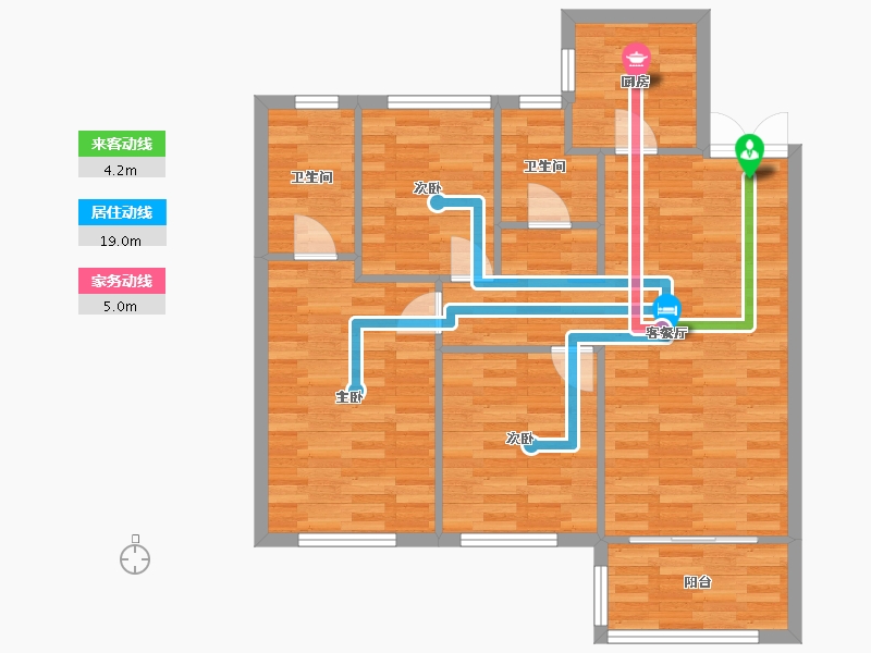 河南省-郑州市-名门翠园111m²-81.33-户型库-动静线