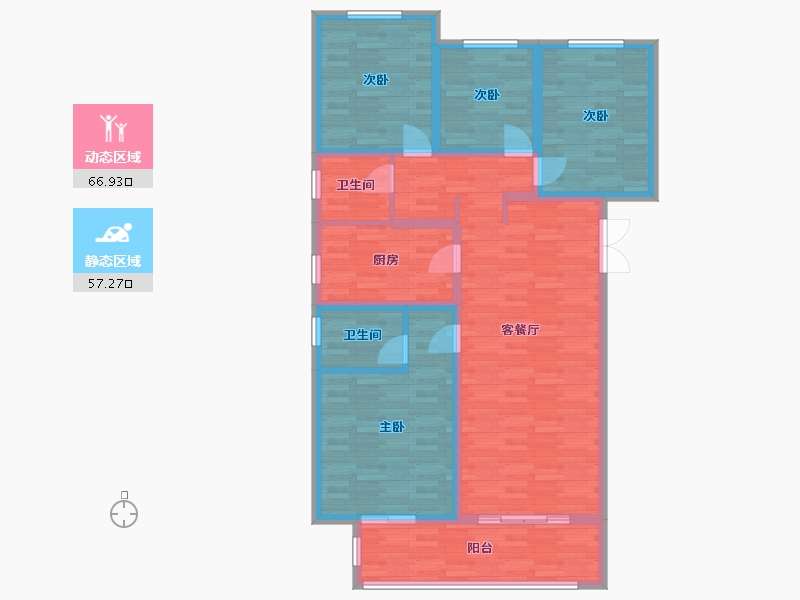 河南省-郑州市-名门翠园154m²-111.23-户型库-动静分区