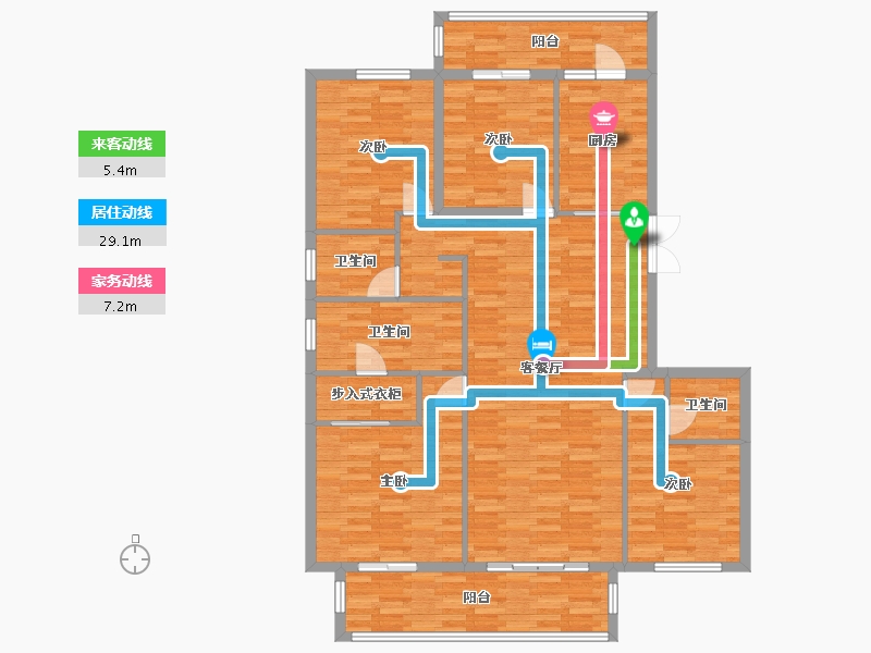 河南省-郑州市-名门翠园173m²-131.93-户型库-动静线