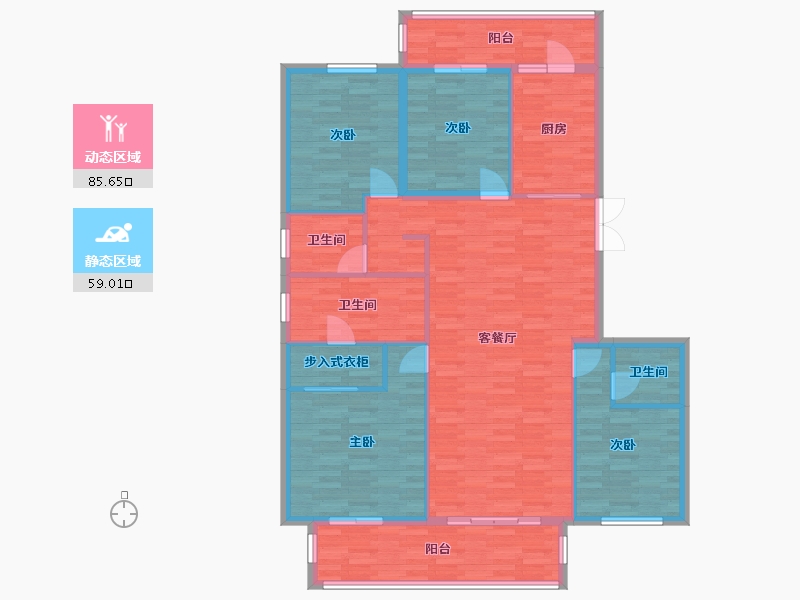 河南省-郑州市-名门翠园173m²-131.93-户型库-动静分区