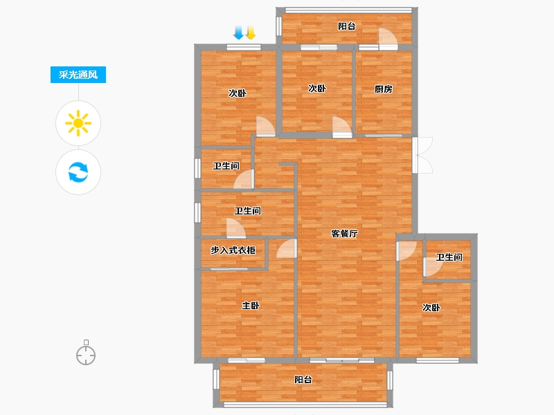 河南省-郑州市-名门翠园173m²-131.93-户型库-采光通风