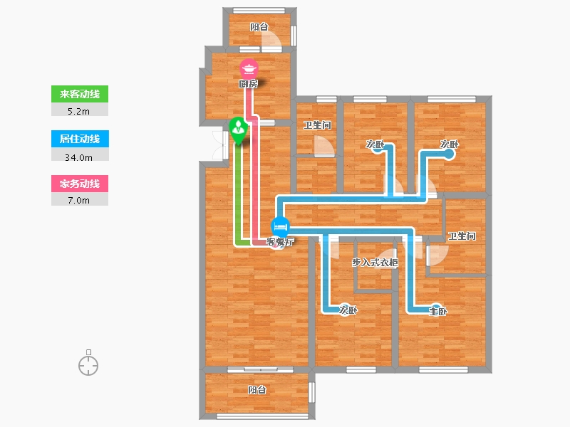 河南省-郑州市-名门翠园162m²-115.99-户型库-动静线