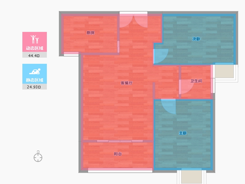 河南省-郑州市-明天香槟花园1号楼,2号楼79m²-63.20-户型库-动静分区