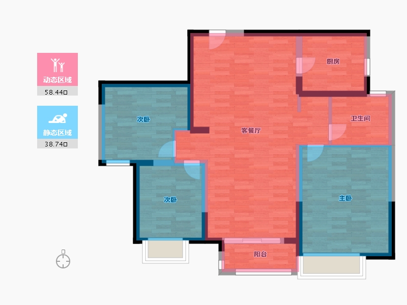 河南省-郑州市-融创蘭园2号楼109m²-87.20-户型库-动静分区