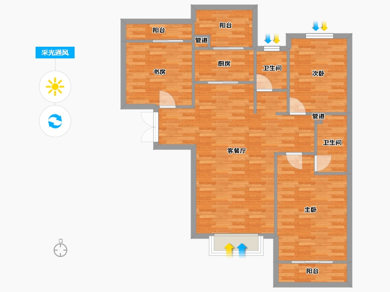 河南省-郑州市-泉舜上城17号楼,13号楼,10号楼,6号楼,16号楼129m²-95.47-户型库-采光通风