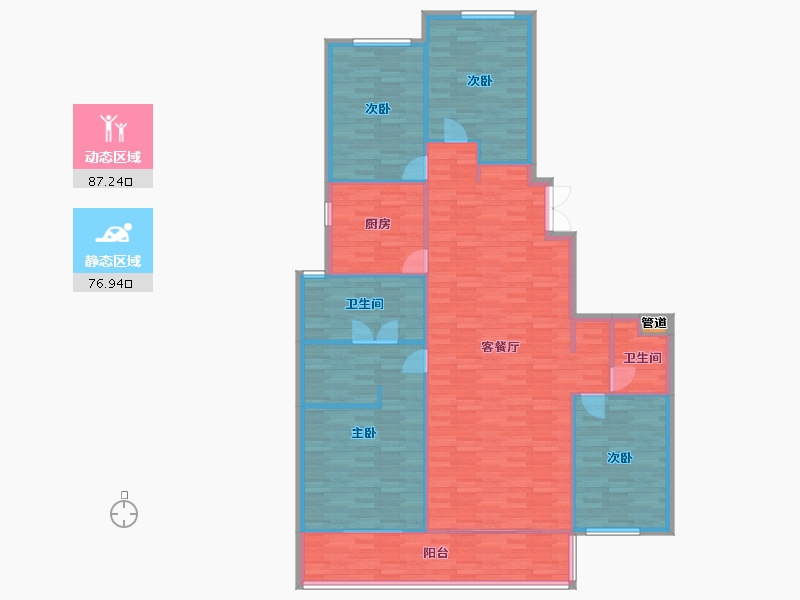 河南省-郑州市-融创金林金水府2号楼191m²-152.80-户型库-动静分区