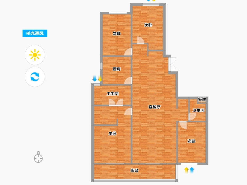 河南省-郑州市-融创金林金水府2号楼191m²-152.80-户型库-采光通风