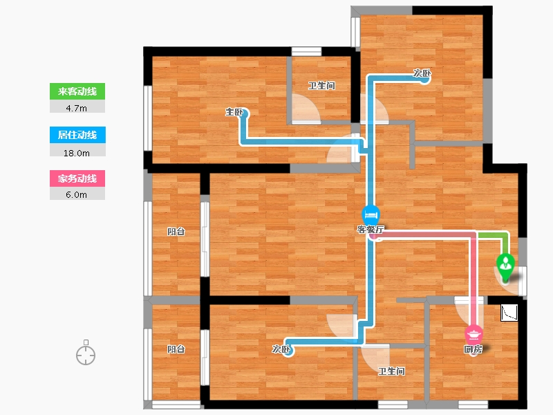 河南省-郑州市-融创蘭园2号楼113m²-90.40-户型库-动静线