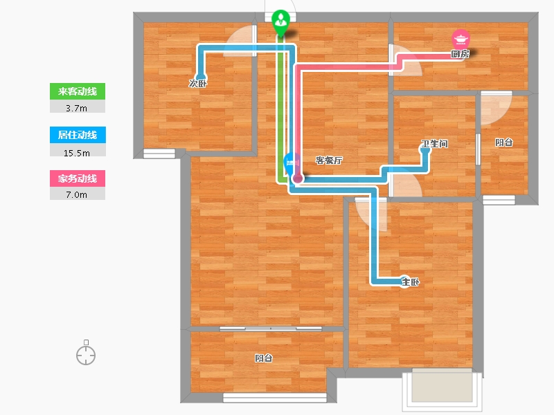 河南省-郑州市-融创蘭园9号楼85m²-68.01-户型库-动静线