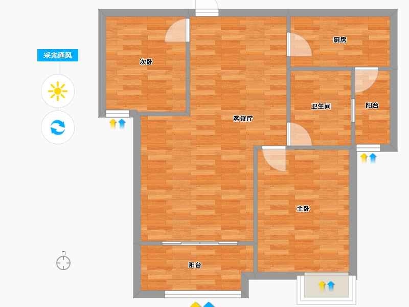 河南省-郑州市-融创蘭园9号楼85m²-68.01-户型库-采光通风