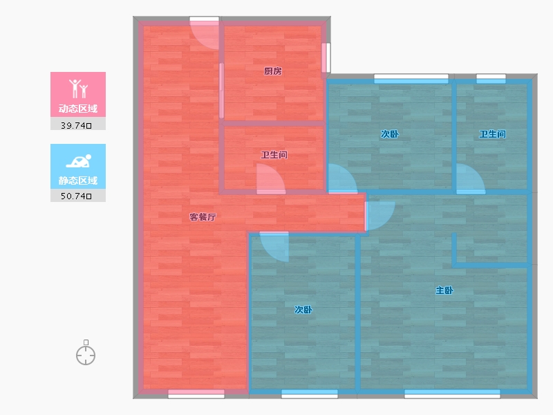 河南省-郑州市-融创中永中原大观103m²-82.40-户型库-动静分区