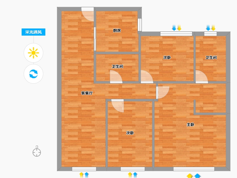 河南省-郑州市-融创中永中原大观103m²-82.40-户型库-采光通风