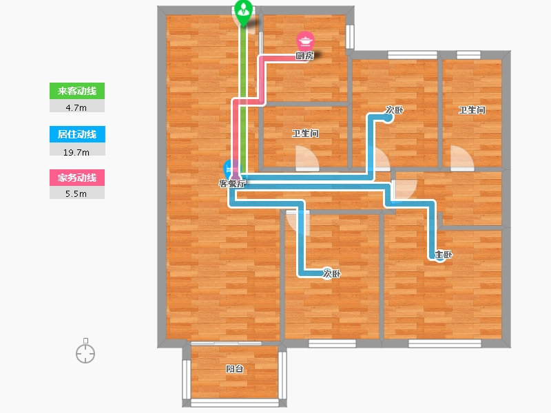 河南省-郑州市-融创中永中原大观8号楼,9号楼,10号楼107m²-85.60-户型库-动静线