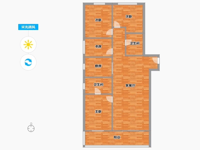 河南省-郑州市-融创中永中原大观8号楼,9号楼,10号楼150m²-120.00-户型库-采光通风